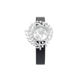 925 Silver Camellia Flower Shell Bracelet CZ Stone Wristband