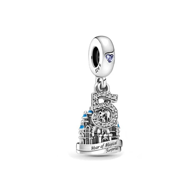 925 Sterling Silver Heart-shaped Cartoon Charm for Bracelet Necklace