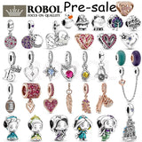 925 Sterling Silver Heart-shaped Cartoon Charm for Bracelet Necklace