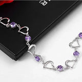 925 Sterling Silver Purple Crystal Zircon Bracelet for Woman
