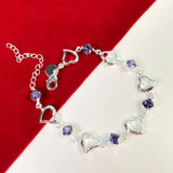 925 Sterling Silver Purple Crystal Zircon Bracelet for Woman