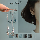925 Silver CZ Hollow Whale Long Earrings Animal Jewelry