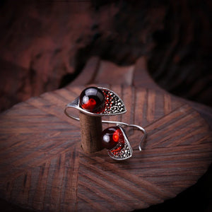 925 Silver Red Garnet Drop Earrings Women Jewelry Gift