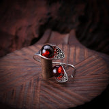 925 Silver Red Garnet Drop Earrings Women Jewelry Gift