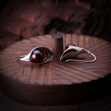 925 Silver Red Garnet Drop Earrings Women Jewelry Gift
