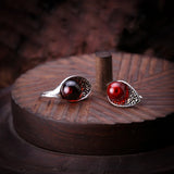 925 Silver Red Garnet Drop Earrings Women Jewelry Gift
