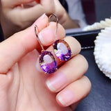 925 Silver Colorful Gemstone Amethyst 18k Earrings Women Engagement Charm Gift