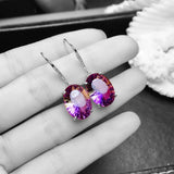 925 Silver Colorful Gemstone Amethyst 18k Earrings Women Engagement Charm Gift