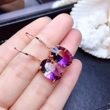 925 Silver Colorful Gemstone Amethyst 18k Earrings Women Engagement Charm Gift