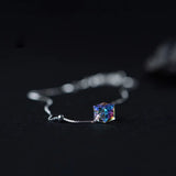 925 Silver Crystal Tassel Anklet for Women Charm Gift