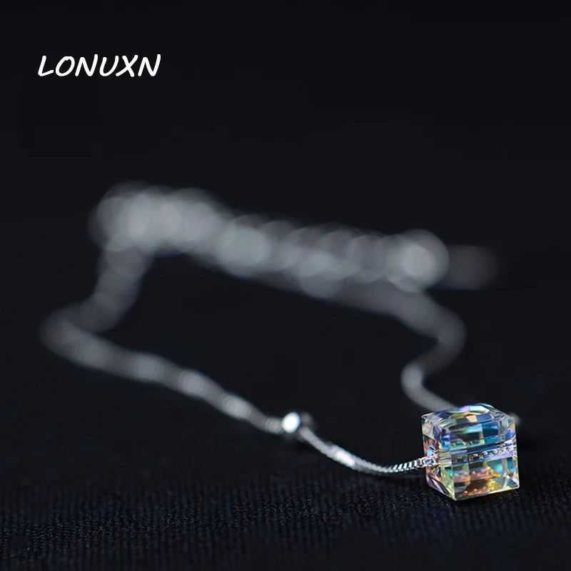 925 Silver Crystal Tassel Anklet for Women Charm Gift