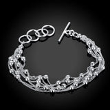 925 Silver Multi-Line Bead Bracelet for Women Girls