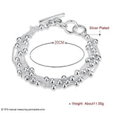 925 Sterling Silver Multi-Line Bead Bracelet for Women Girls Jewelry