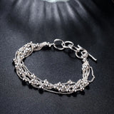 925 Sterling Silver Multi-Line Bead Bracelet for Women Girls Jewelry