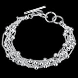 925 Silver Multi-Line Bead Bracelet for Women Girls