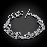 925 Sterling Silver Multi-Line Bead Bracelet for Women Girls Jewelry