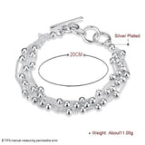 925 Silver Multi-Line Bead Bracelet for Women Girls
