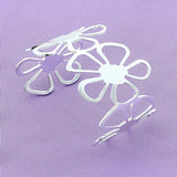 925 Silver Five Leaf Flower Big Open Bangle for Women
