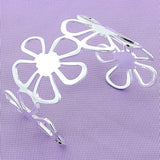 925 Silver Five Leaf Flower Big Open Bangle for Women