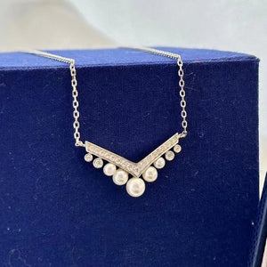 925 Silver Zircon Pearl Cross Necklace for Women