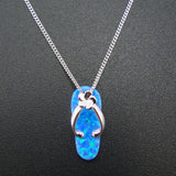 925 Silver Hawaiian Opal Flip flop Pendant Necklace for Women