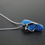 925 Silver Hawaiian Opal Flip flop Pendant Necklace for Women