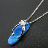 925 Silver Hawaiian Opal Flip flop Pendant Necklace for Women
