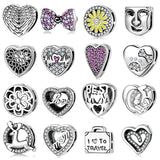 925 Silver Heart Mother Love Charm Clip Bead for Bracelets
