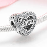 925 Silver Heart Sister Beads for Charm Bracelet