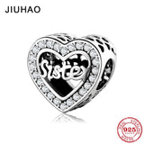 925 Silver Heart Sister Beads for Charm Bracelet