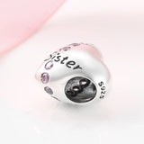 925 Silver Heart Sister Beads for Charm Bracelet