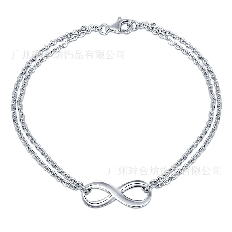 925 Sterling Silver Infinity Charm Women Bracelet