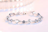 925 Silver Heart CZ Bracelet Blue/Pink/White 17+4