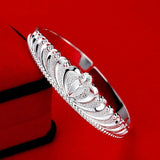 925 Silver Queen Crown Bangle Bracelet For Women