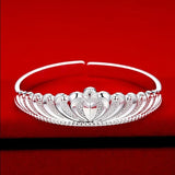 925 Silver Queen Crown Bangle Bracelet For Women