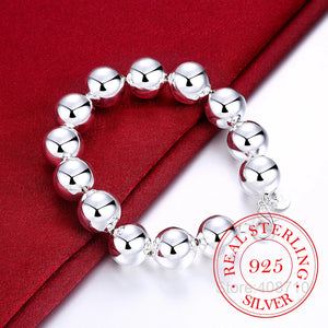 Sterling Silver Lucky Round Prayer Beads Bracelets & Bangles