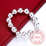 Sterling Silver Lucky Round Prayer Beads Bracelets & Bangles
