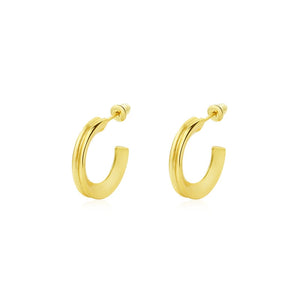 925 Silver Matte C Shape Earrings Vintage Plated Jewelry