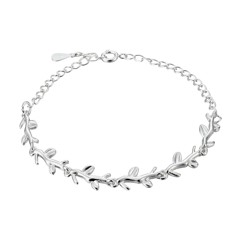 925 Sterling Silver Moonlight Forest Bracelets Leaves Branches Bangles