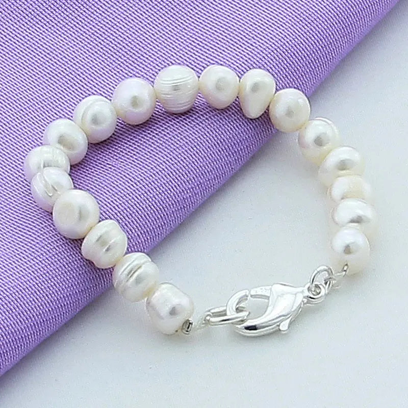 925 Silver Freshwater Pearl Charm Bracelet For Women