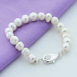925 Silver Freshwater Pearl Charm Bracelet For Women
