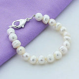 925 Silver Freshwater Pearl Charm Bracelet For Women