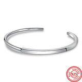 925 Silver Open Bangle with Rose Bracelet Charms Beads