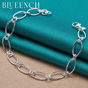 925 Silver Paper Clip Bracelet Unisex Charm Jewelry