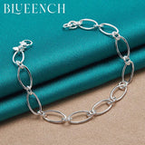 925 Silver Paper Clip Bracelet Unisex Charm Jewelry