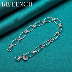 925 Silver Paper Clip Bracelet Unisex Charm Jewelry