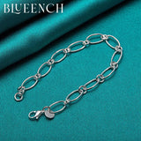 925 Silver Paper Clip Bracelet Unisex Charm Jewelry