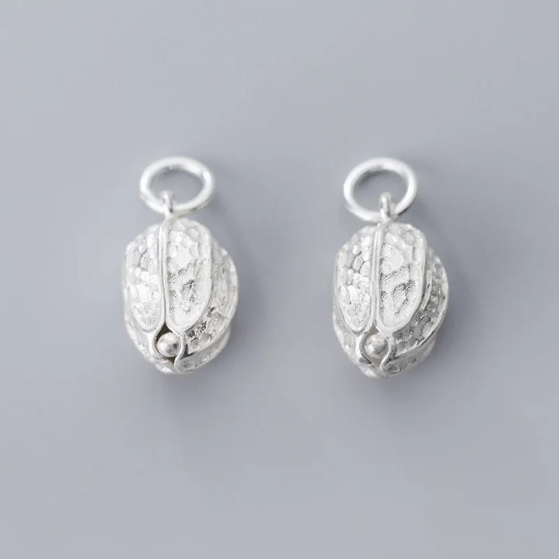 925 Sterling Silver Peanut Charms 16mm Cubic Silver Pendants