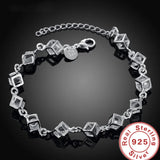 925 Silver Crystal Bracelet Wedding Engagement Jewelry