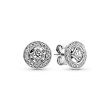 925 Silver Sparkling Circle Bead Stud Earrings for Women